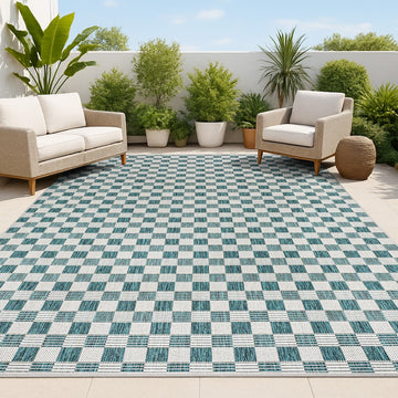 Aimee Traditional Cottage Checkerboard Indoor/Outdoor Area Rug
